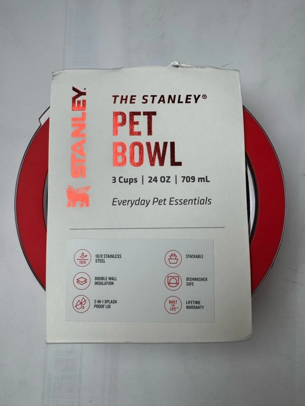 Stanley Red Stainless Steel Pet Bowl - 3 cups